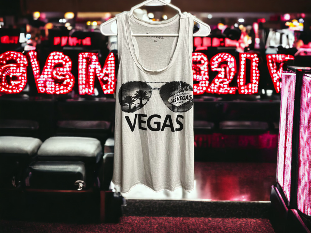 Las Vegas Black White Ray Ban Aviator Sunglasses Muscle Shirt XL